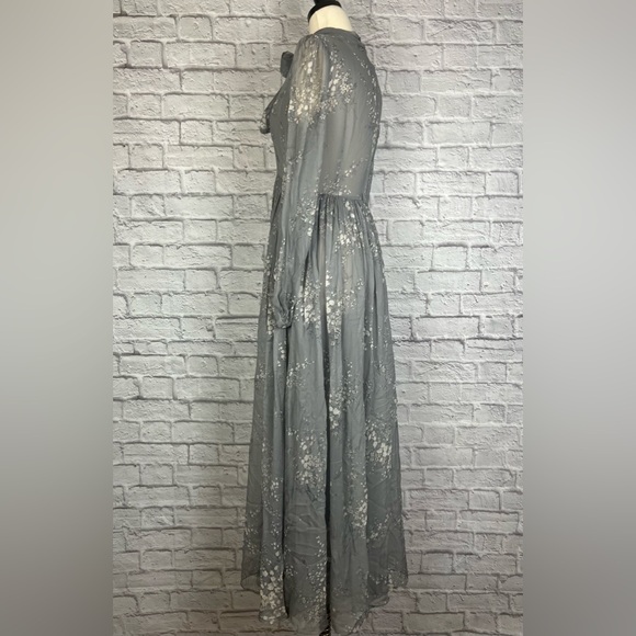 CO Floral Print Crinkle Chiffon Tie Neck Dress size M - Picture 8 of 13